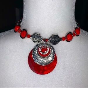 Zevar by Treska Red & Silver Necklace NWT